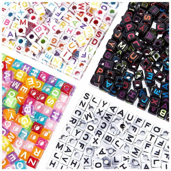 ZAR HARF BONCUK 6X6 MM BEYAZ ÜZERİ SİYAH