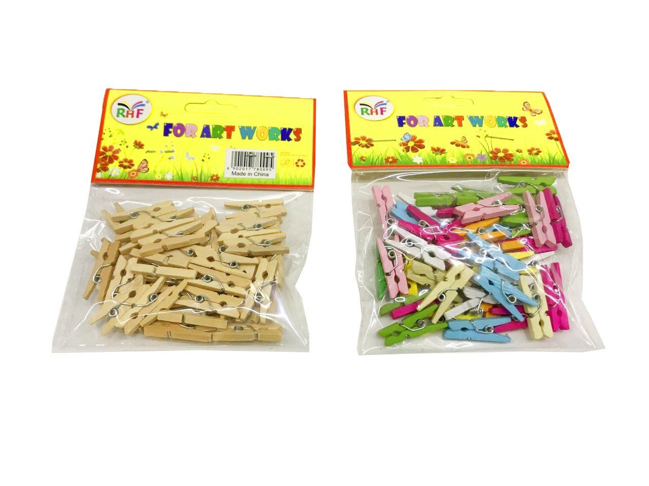 RENKLİ TAHTA MANDAL KÜÇÜK BOY (36 ADET) NATURAL RENK