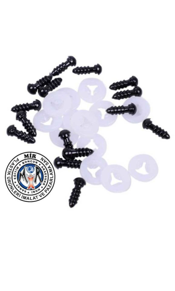9 MM VİDALI GÖZ (100ADET) AMİGURUMİ SİYAH