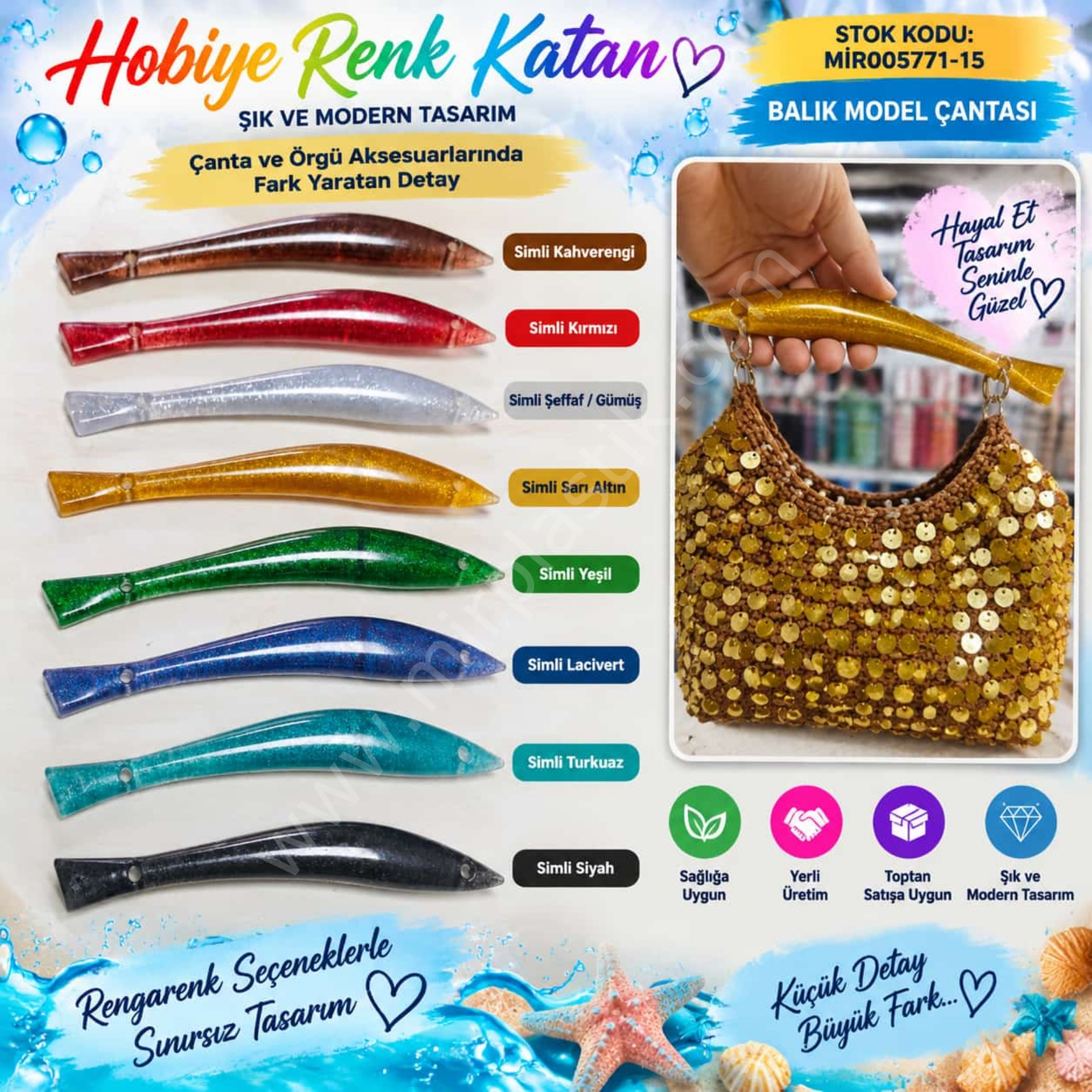 BALIK MODEL ÇANTA SAPI (PAKET/13 ADET)
