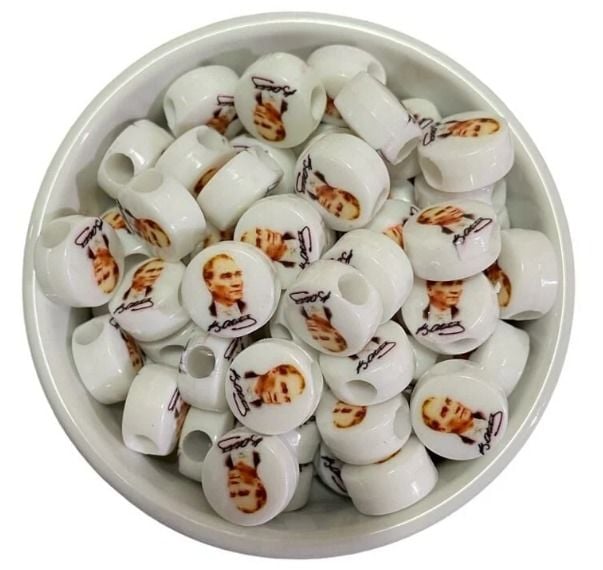 14X8 MM ATATÜRK DESENLİ BONCUK (50 AD)