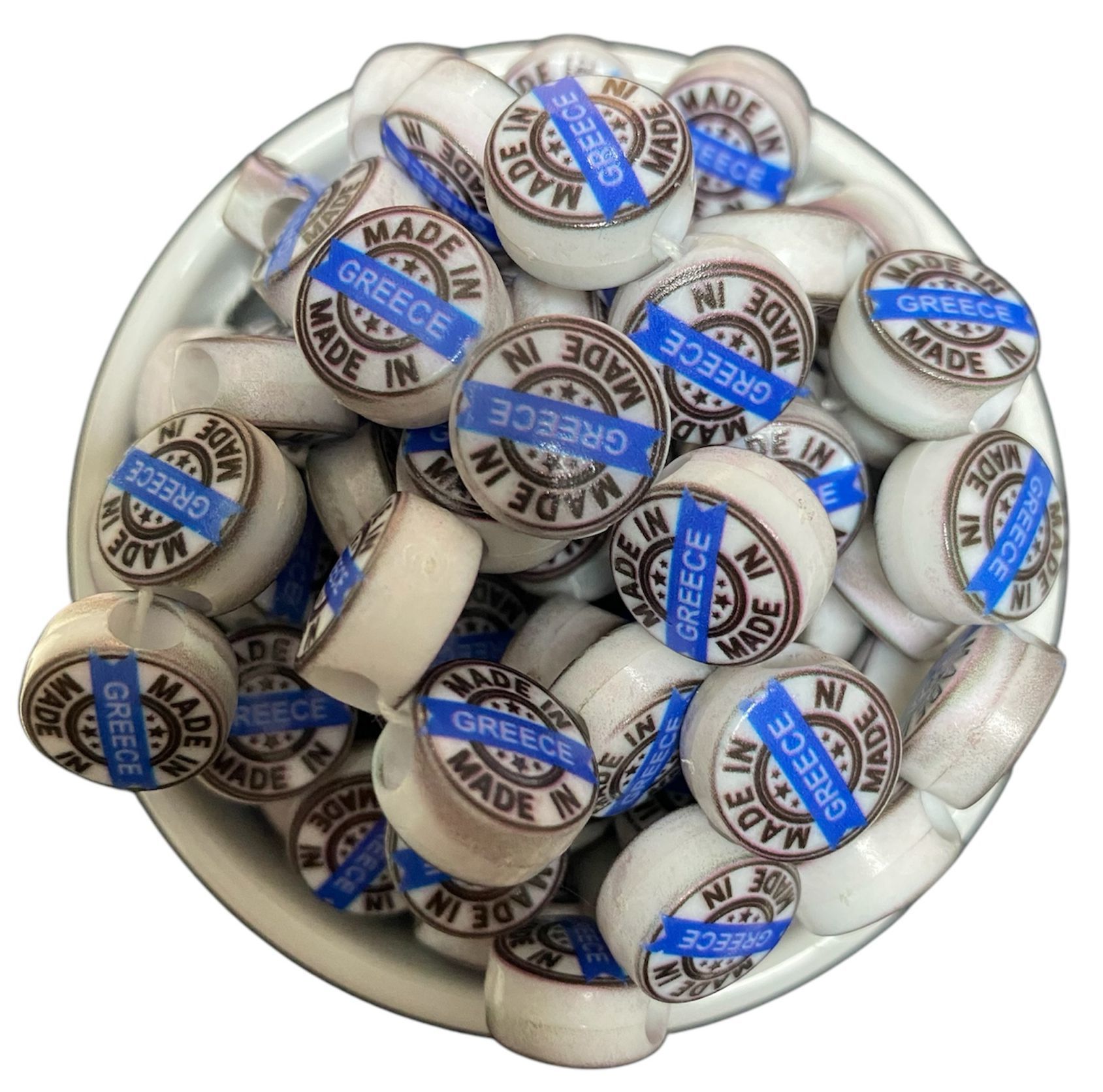 14X8 MM MADE İN GREECE DESENLİ BONCUK (50 AD)