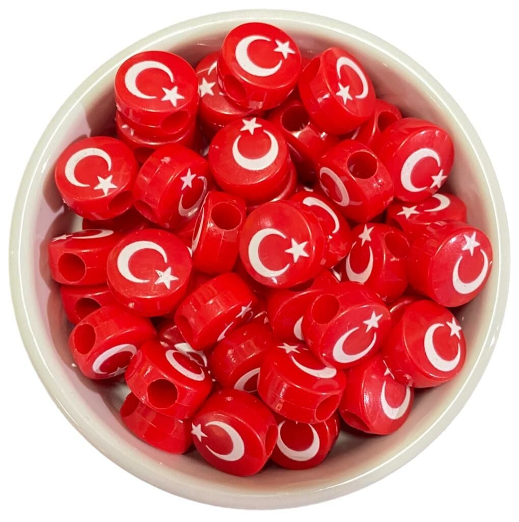 14X8 MM BAYRAK DESENLİ BONCUK (50 ADET)