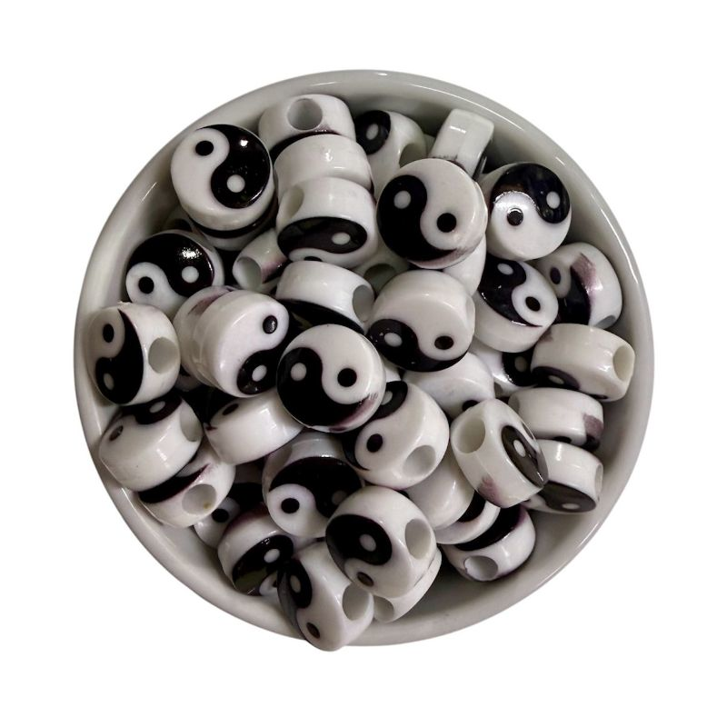 14X8 MM YİNG YANG DESENLİ BONCUK (50 ADET)