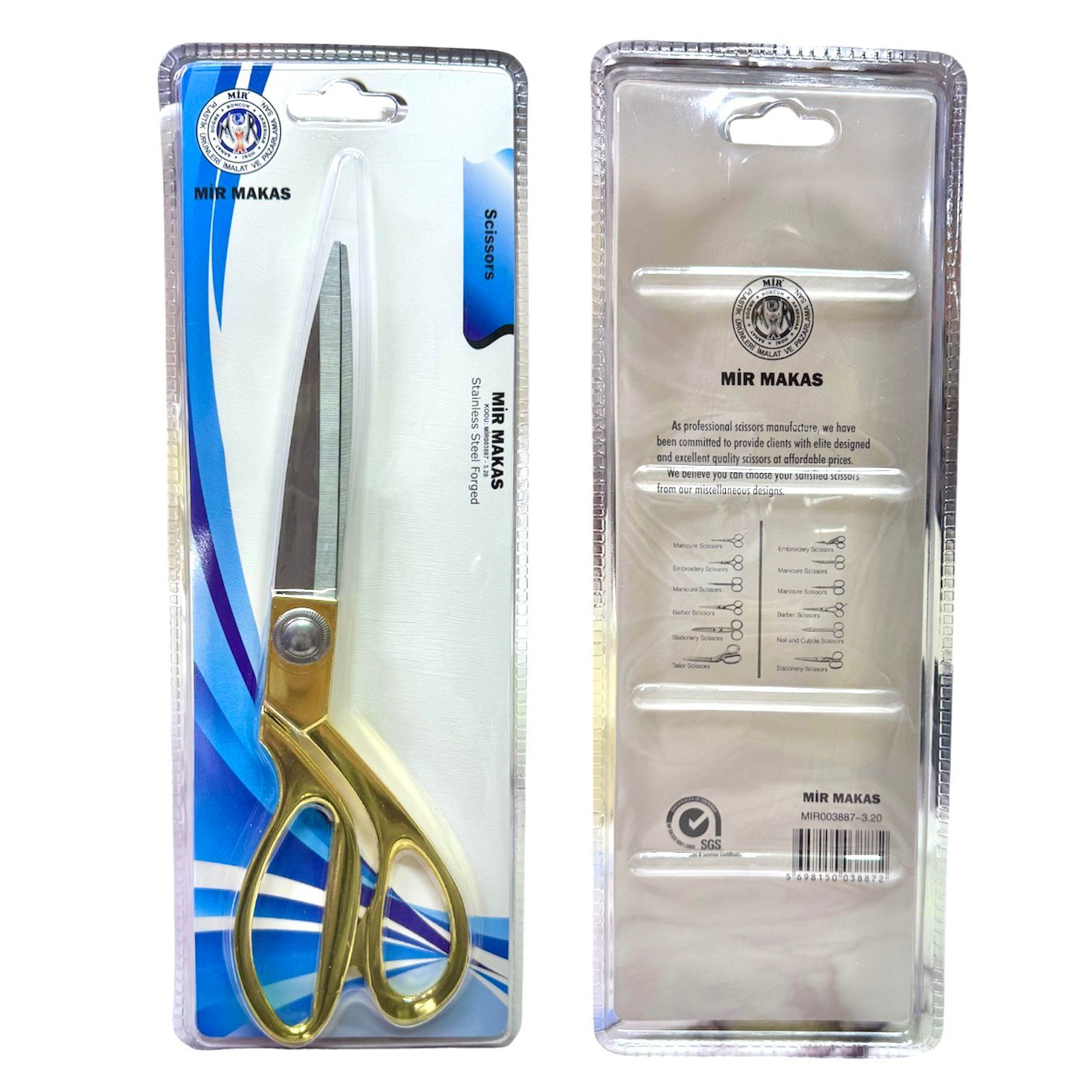 MİR GOLD SAPLI TİTANYUM MAKAS  9.5''  K37 (1 ADET)
