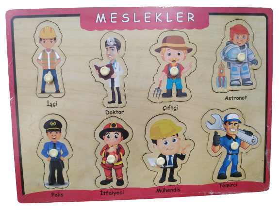 AHŞAP TUTMALI YAPBOZ - MESLEKLER PUZZLE (1 ADET)