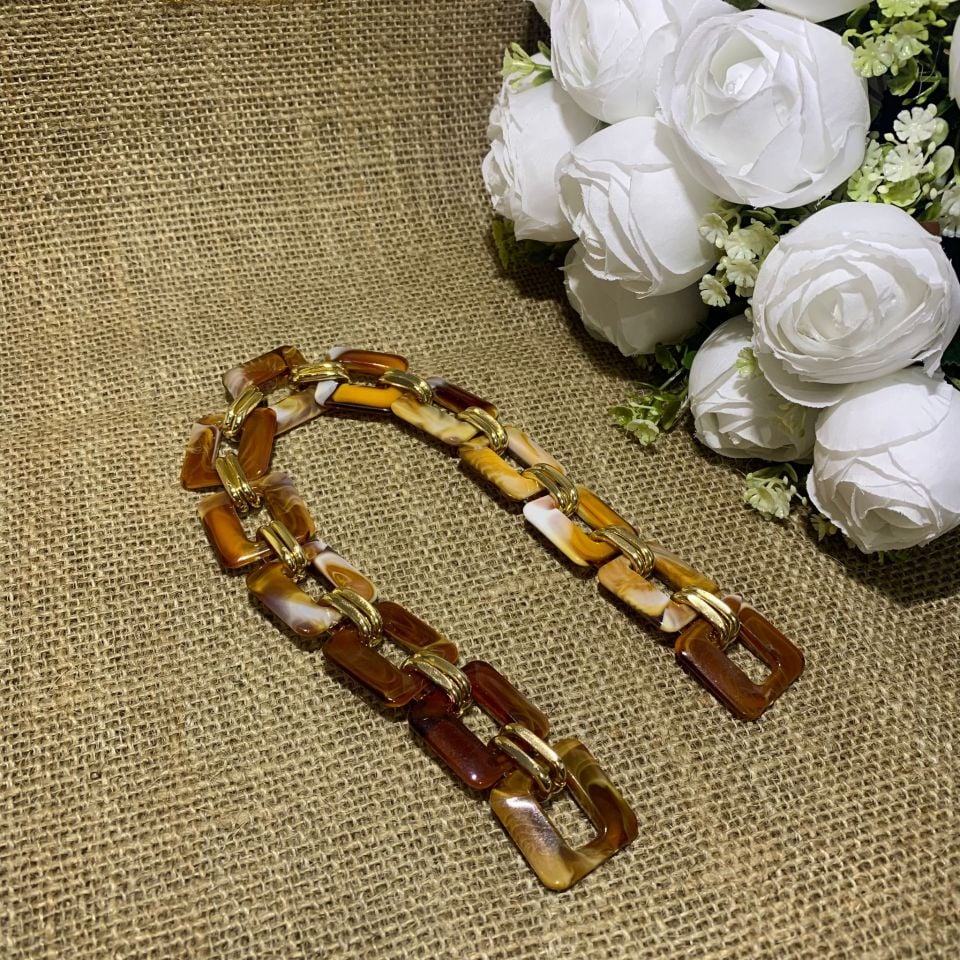 KARE RENKLİ ŞANEL ÇANTA ZİNCİRİ (40CM)  (1AD)