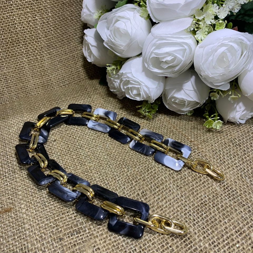 KARE RENKLİ ŞANEL ÇANTA ZİNCİRİ (40CM)  (1AD)