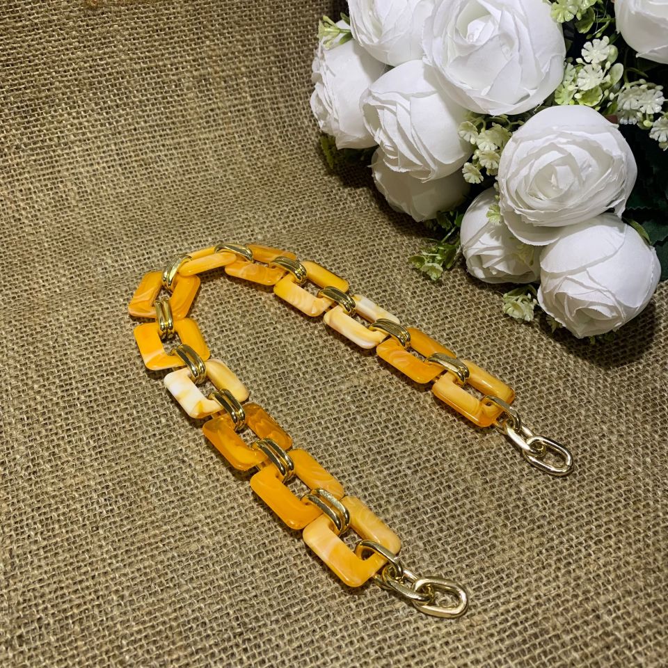 KARE RENKLİ ŞANEL ÇANTA ZİNCİRİ (40CM)  (1AD)