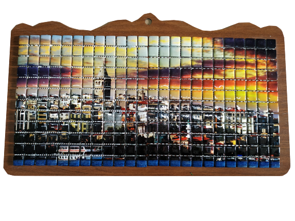 RESİMLİ CAM MOZAİK 3 KÖPEK MODEL