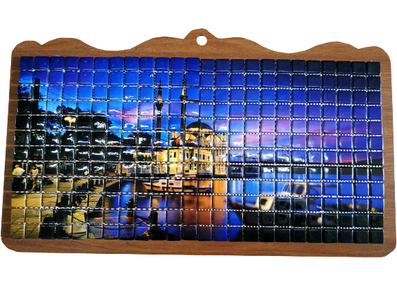 RESİMLİ CAM MOZAİK 3 KÖPEK MODEL