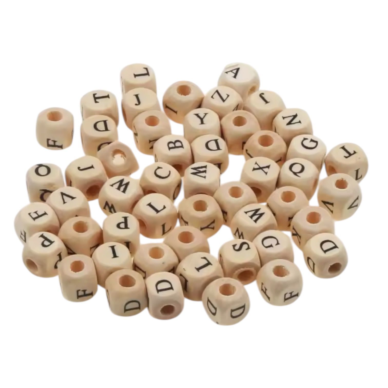 TAHTA 10MM AHŞAP ZAR HARFLİ  BONCUKLAR (1000AD)