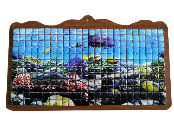 RESİMLİ CAM MOZAİK 5 TAŞ KALP MODEL