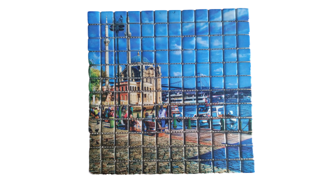 RESİMLİ CAM MOZAİK 6 DENİZ VE CAMİ MODELİ