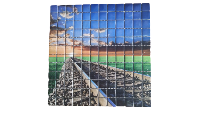 RESİMLİ CAM MOZAİK 13 TREN YOLU MODELİ