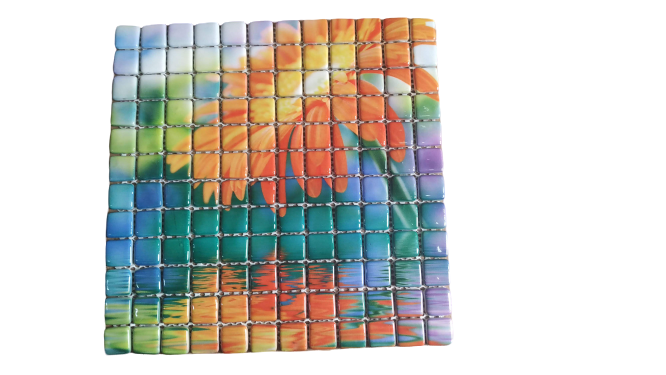 RESİMLİ CAM MOZAİK 12 ÇİÇEK MODELİ